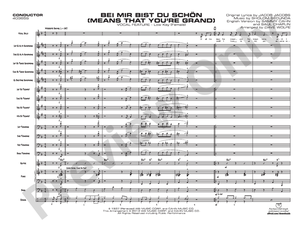 Bei Mir Bist Du Schon (Means That You're Grand) – Jazz Ensemble Conductor Score & Parts (Digital Download)
