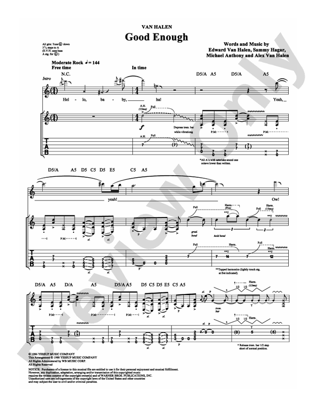 Good Enough - Van Halen - Guitar TAB (Digital Download)