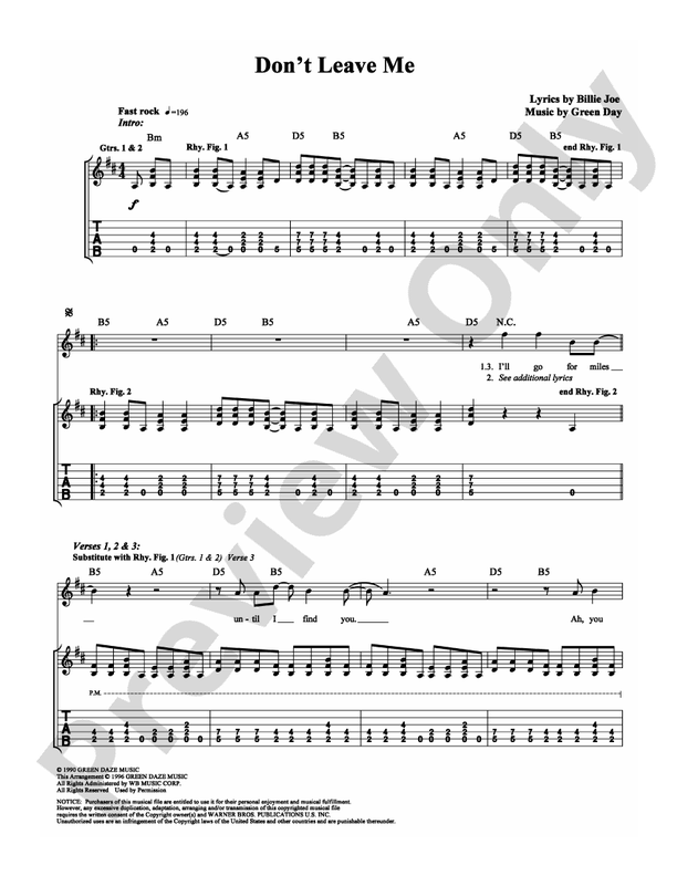 Don't Leave Me - Guitar TAB (Digital Download)