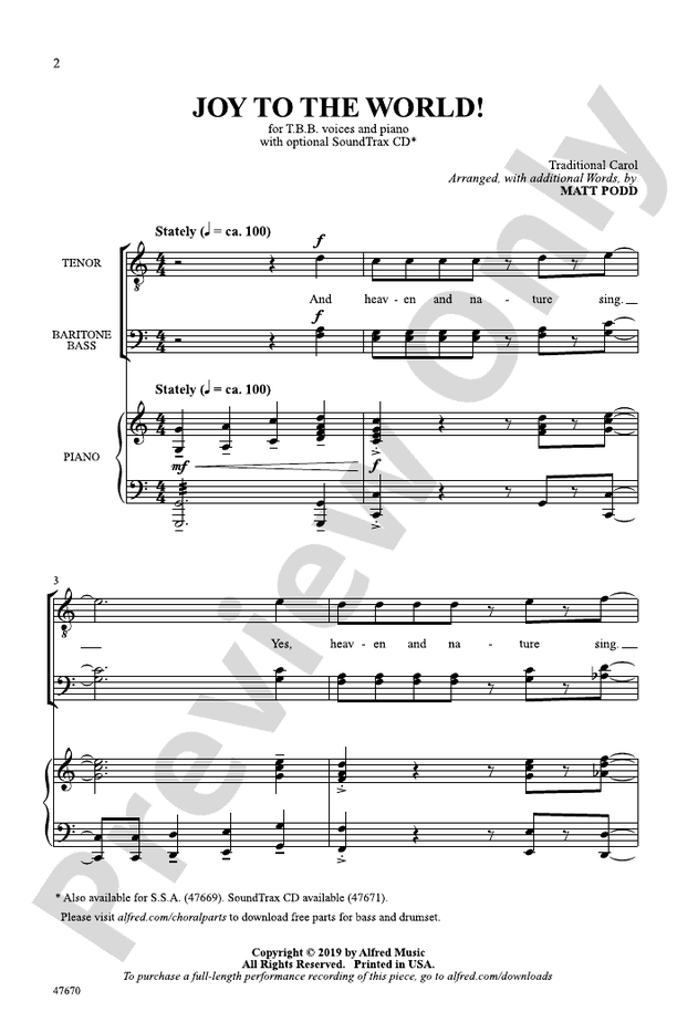 Joy to the World! – TBB Choral Octavo (Digital Download)