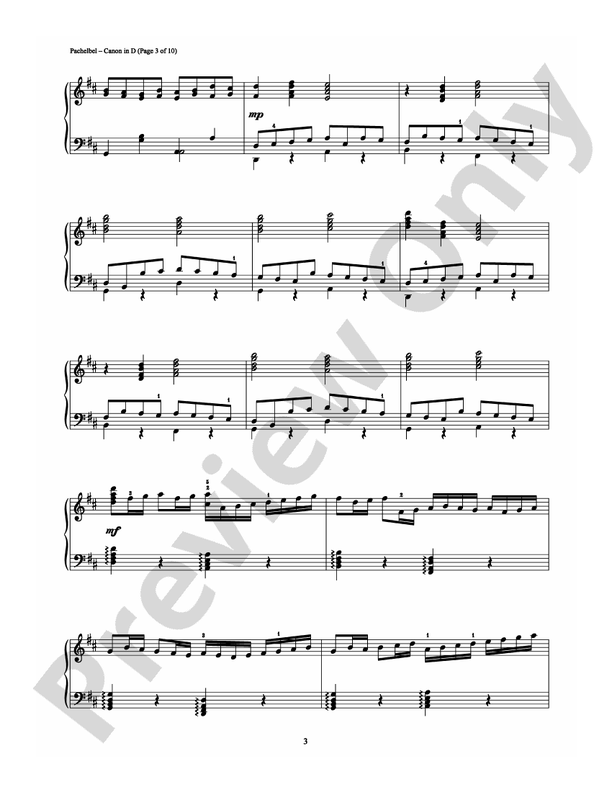 Pachelbel - Canon in D - Arr. Robert Schultz - Piano (Digital Download)