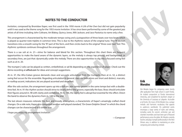 Invitation – Jazz Ensemble Conductor Score & Parts (Digital Download)