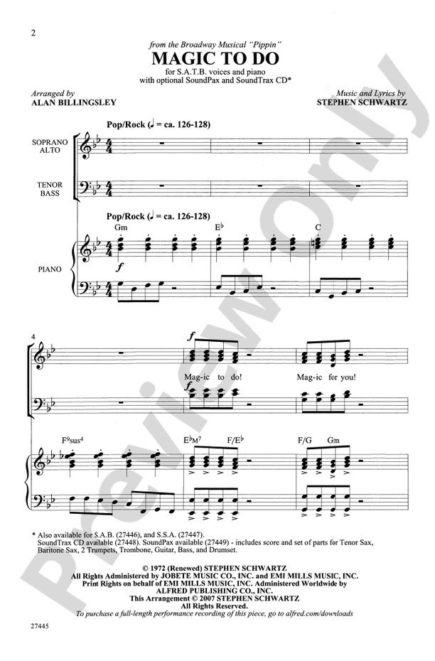 Magic to Do (from Pippin) – SATB Choral Octavo (Digital Download)
