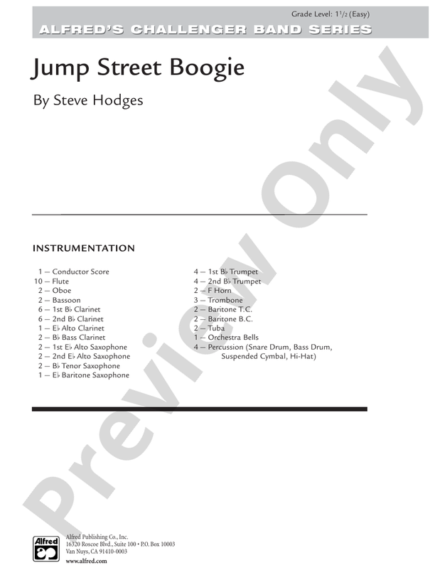 Jump Street Boogie - Concert Band Conductor Score & Parts (Digital Download)