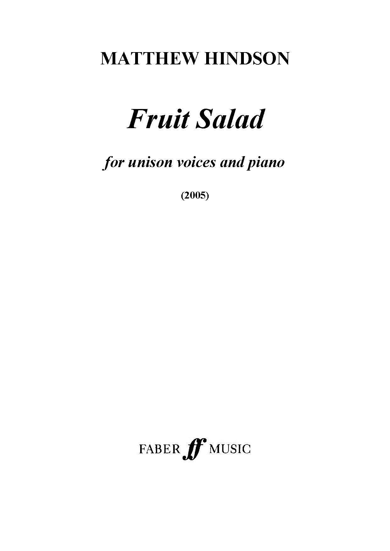 Fruit Salad - Unison/Upper Voices & Accompaniment (Digital Download)