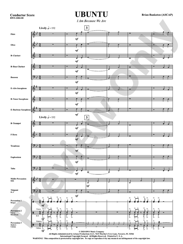 Ubuntu - I Am Because We Are - Concert Band Conductor Score & Parts (Digital Download)