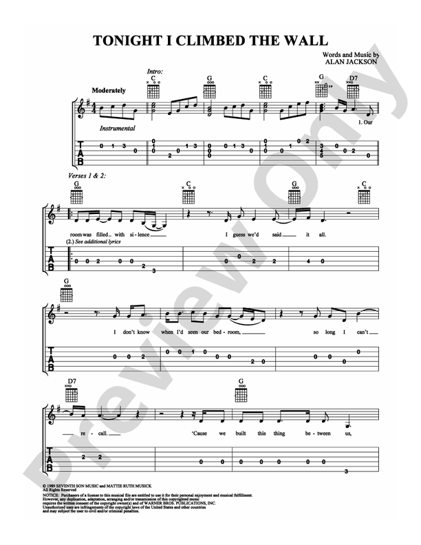 Tonight I Climbed the Wall - Easy Guitar (Digital Download)
