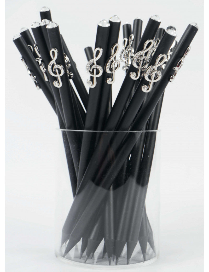 Black Pencil with a Silver Treble Clef Charm