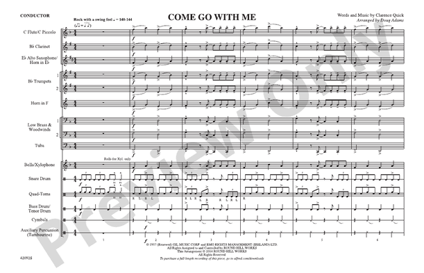 Come Go with Me – Marching Band Conductor Score & Parts (Digital Download)