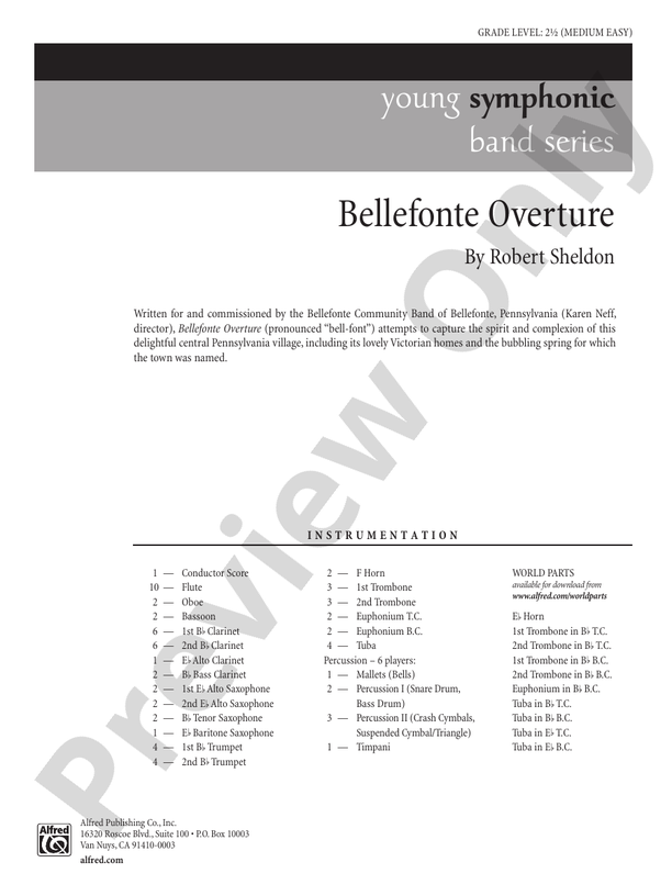 Bellefonte Overture - Concert Band Conductor Score & Parts (Digital Download)