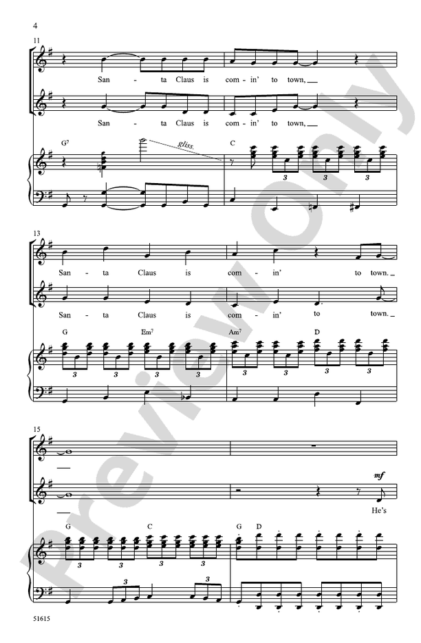 Santa Claus Is Comin' to Town - 2 Part Treble Choral Octavo (Digital Download)