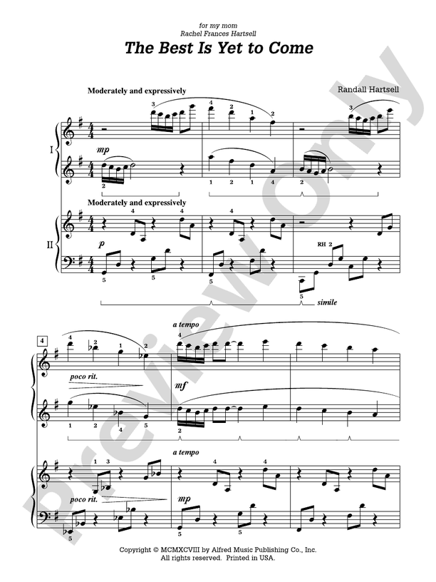 The Best Is Yet to Come - 2 Pianos, 4 Hands (Digital Download)