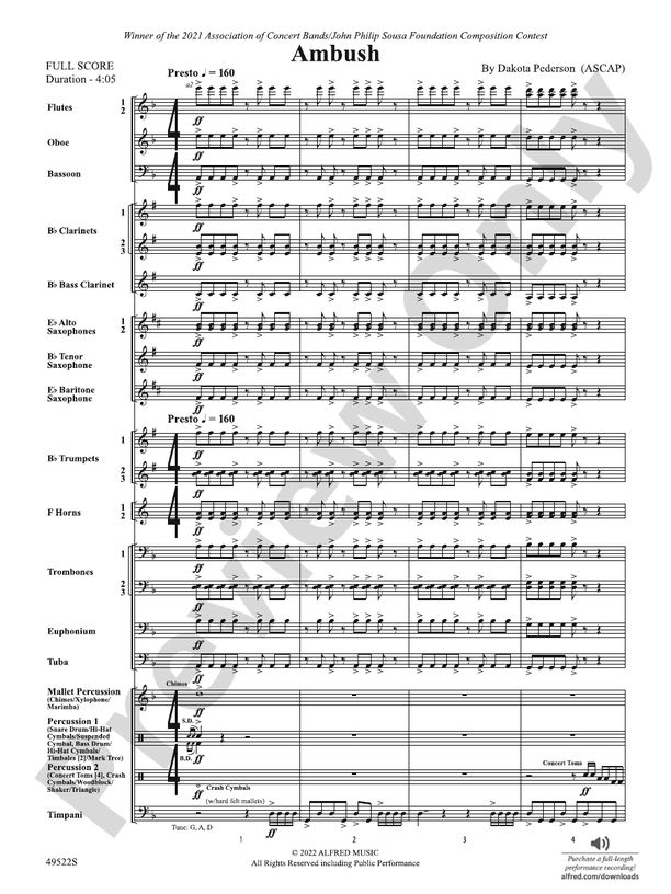 Ambush - Concert Band Conductor Score & Parts (Digital Download)
