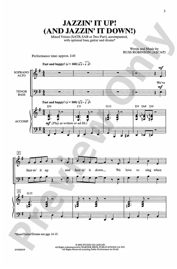 Jazzin' It Up! (And Jazzin' It Down) – Mixed Voices (SATB, SAB, or 2-Part) Choral Octavo (Digital Download)