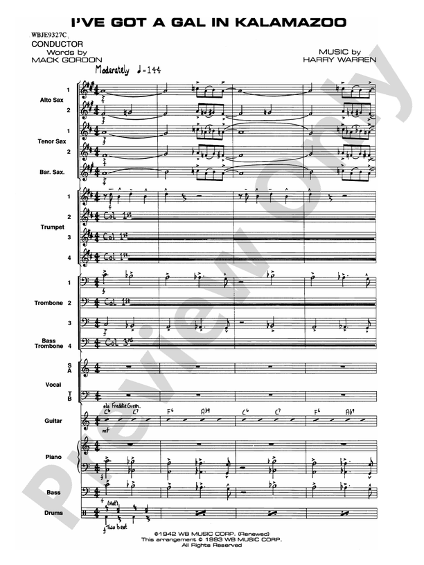 I've Got a Gal in Kalamazoo - Jazz Ensemble Conductor Score & Parts (Digital Download)