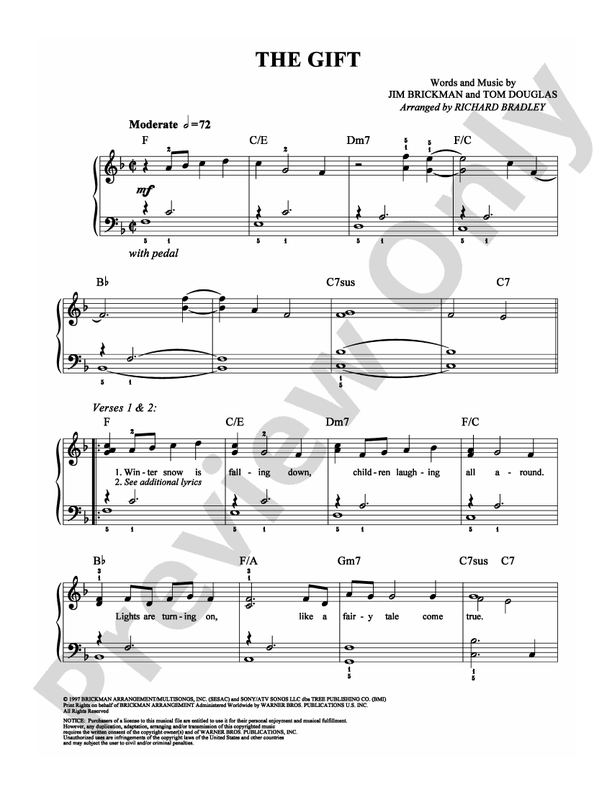 The Gift - Arr. Richard Bradley - Easy Piano (Digital Download)