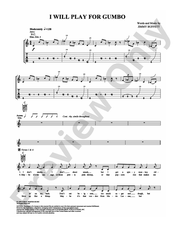 I Will Play for Gumbo - Guitar TAB (Digital Download)