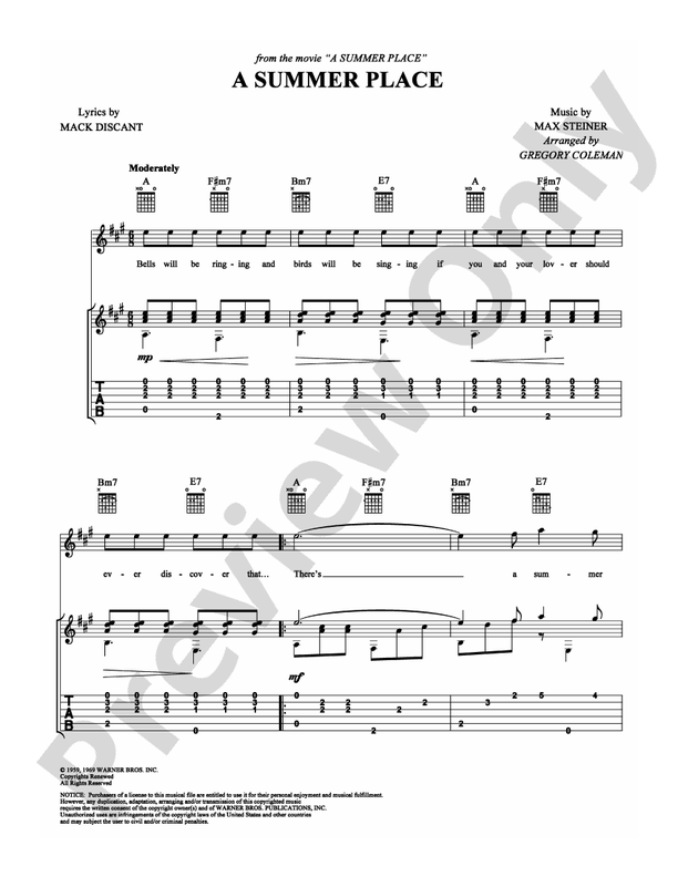 Theme from A Summer Place - Guitar TAB (Digital Download)