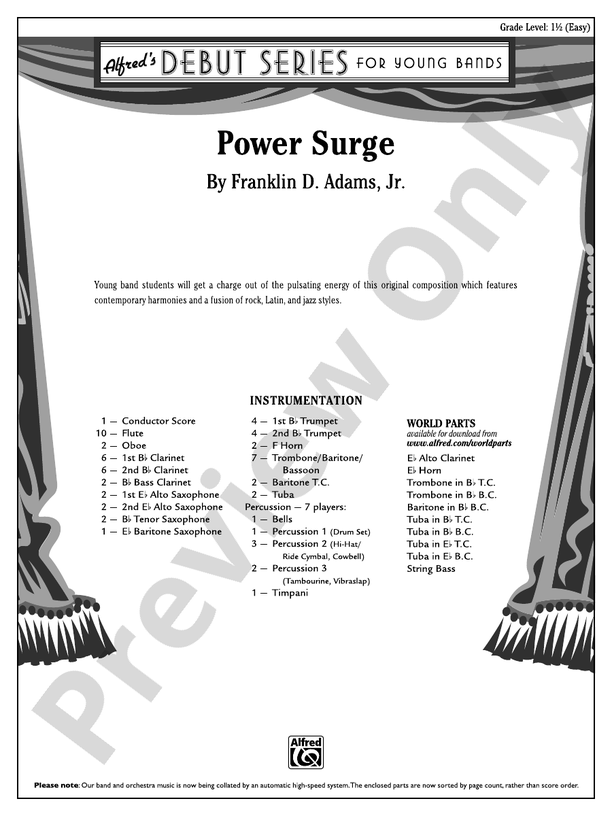 Power Surge - Concert Band Conductor Score & Parts (Digital Download)