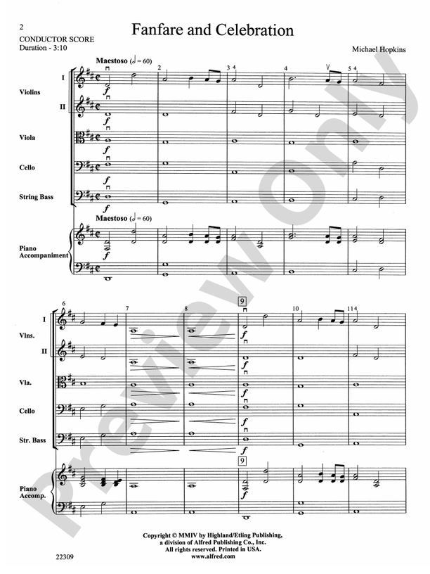 Fanfare and Celebration – String Orchestra Conductor Score & Parts (Digital Download)