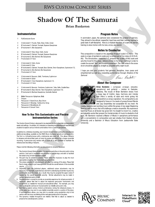 Shadow of the Samurai - Concert Band Conductor Score & Parts(Digital Download)