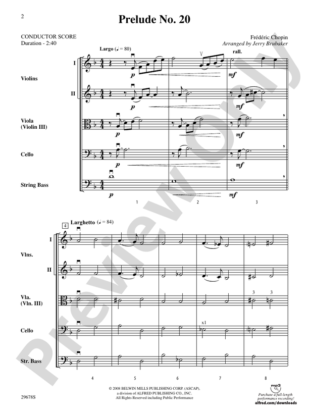 Prelude No. 20 – String Orchestra Conductor Score & Parts (Digital Download)