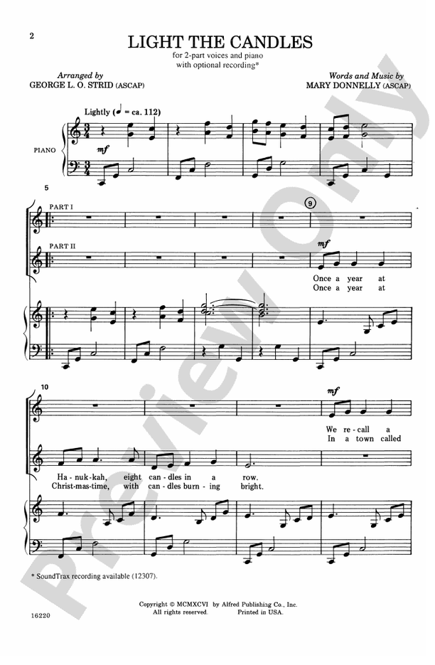 Light the Candles – 2-Part Choral Octavo (Digital Download)