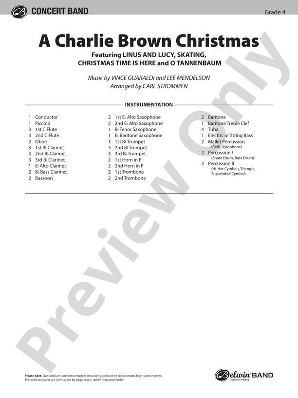 A Charlie Brown Christmas - Concert Band Conductor Score & Parts (Digital Download)