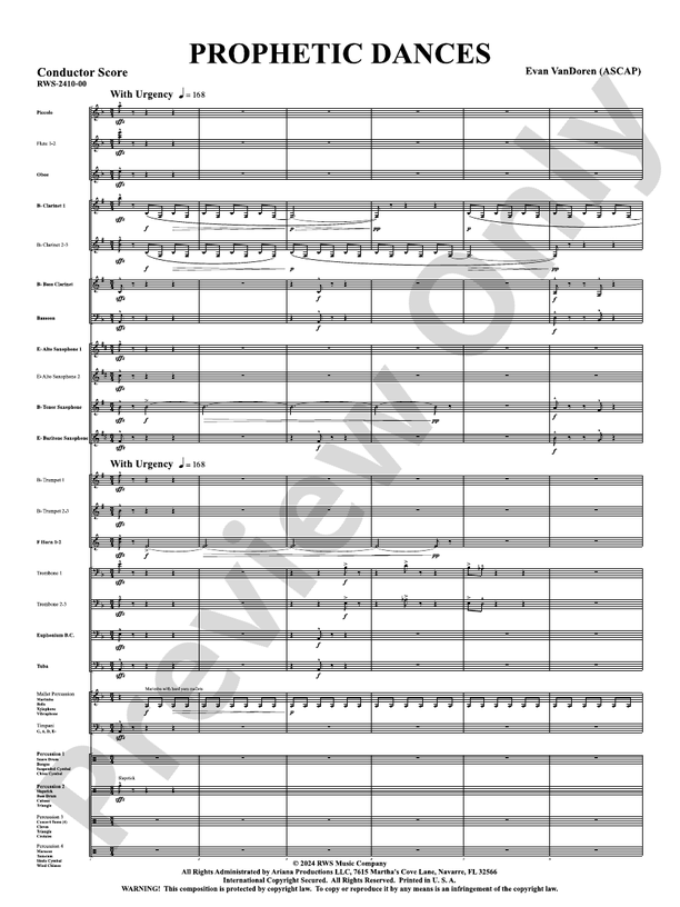 Prophetic Dances - Concert Band Conductor Score & Parts(Digital Download)
