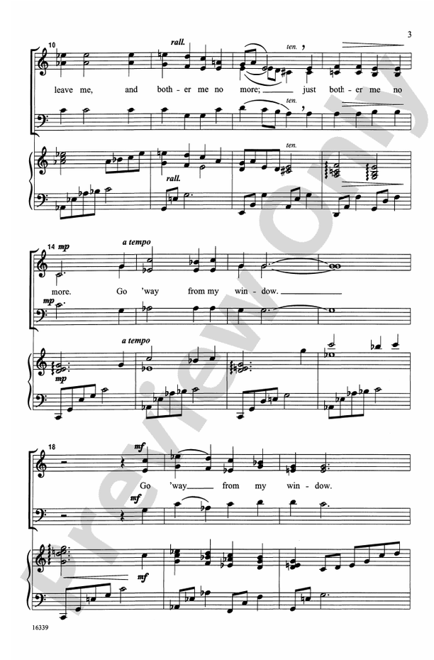 Go 'Way from My Window – SAB Choral Octavo (Digital Download)