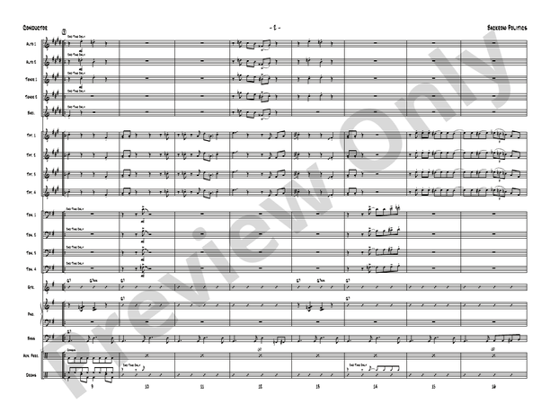 Backrow Politics (Grade 5) - Jazz Ensemble Conductor Score & Parts(Digital Download)
