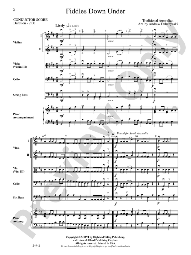 Fiddles Down Under – String Orchestra Conductor Score & Parts (Digital Download)