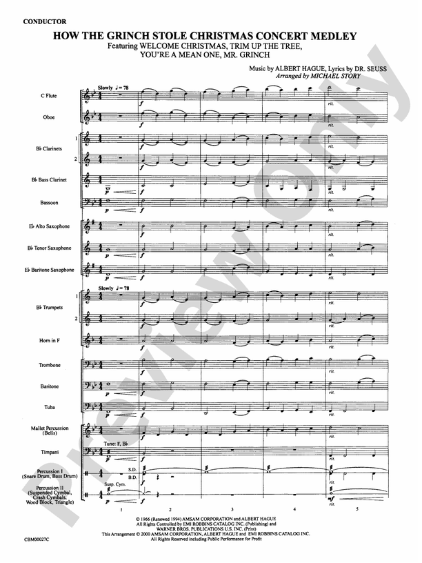 How the Grinch Stole Christmas (Grade 2) - Concert Band Conductor Score & Parts (Digital Download)