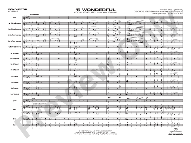 S Wonderful (Grade 3) – Jazz Ensemble Conductor Score & Parts (Digital Download)
