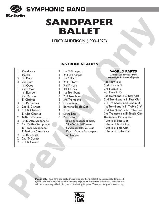 Sandpaper Ballet - Concert Band Conductor Score & Parts (Digital Download)