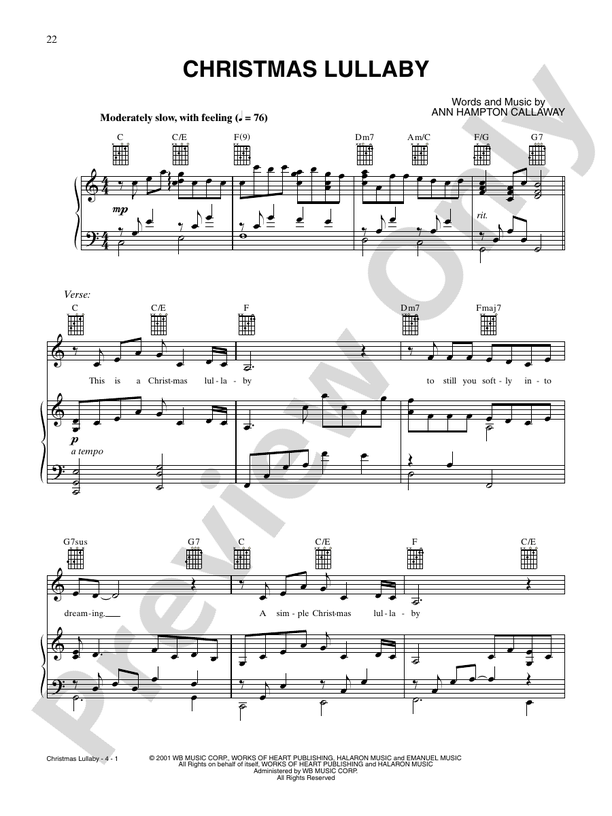 Christmas Lullaby - PVG - Barbra Streisand (Digital Download)