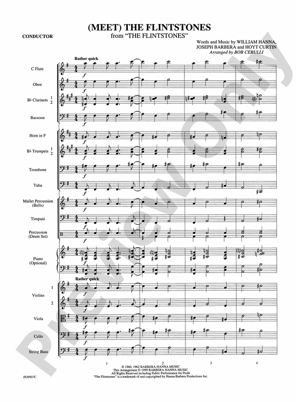 (Meet) The Flintstones - Full Orchestra Conductor Score & Parts (Digital Download)
