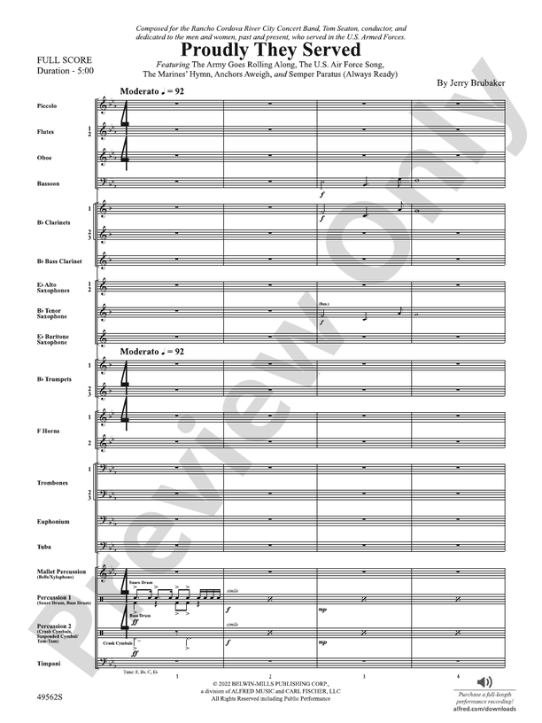 Proudly They Served - Concert Band Conductor Score & Parts (Digital Download)