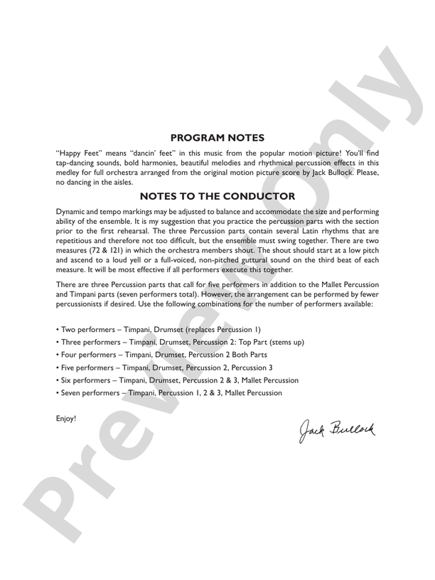 The Story of Mumble Happy Feet – Full Orchestra Conductor Score & Parts (Digital Download)