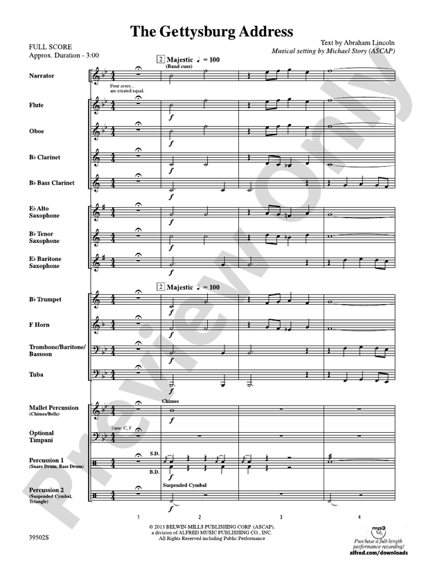 The Gettysburg Address - Concert Band Conductor Score & Parts (Digital Download)