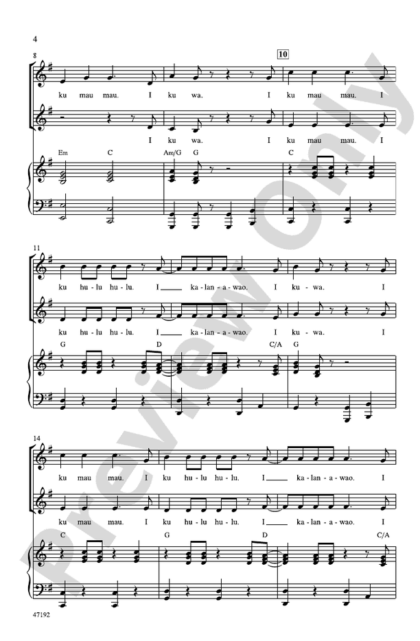 I Ku Mau Mau – 2-Part Choral Octavo (Digital Download)