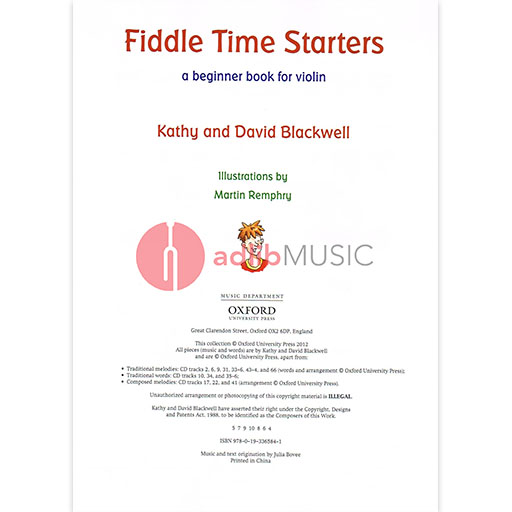 Fiddle Time Starters + CD - Violin by Blackwell NEW EDITION Oxford 9780193365841