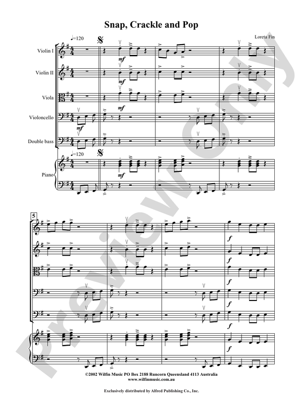 Snap, Crackle and Pop - Loreta Fin – String Orchestra Conductor Score & Parts (Digital Download)