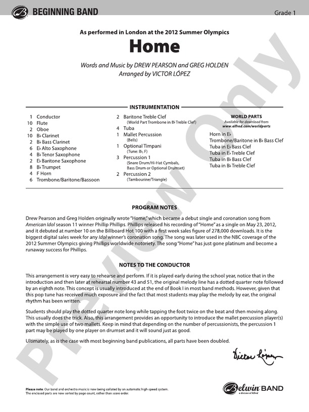 Homeward Bound - Concert Band Conductor Score & Parts (Digital Download)
