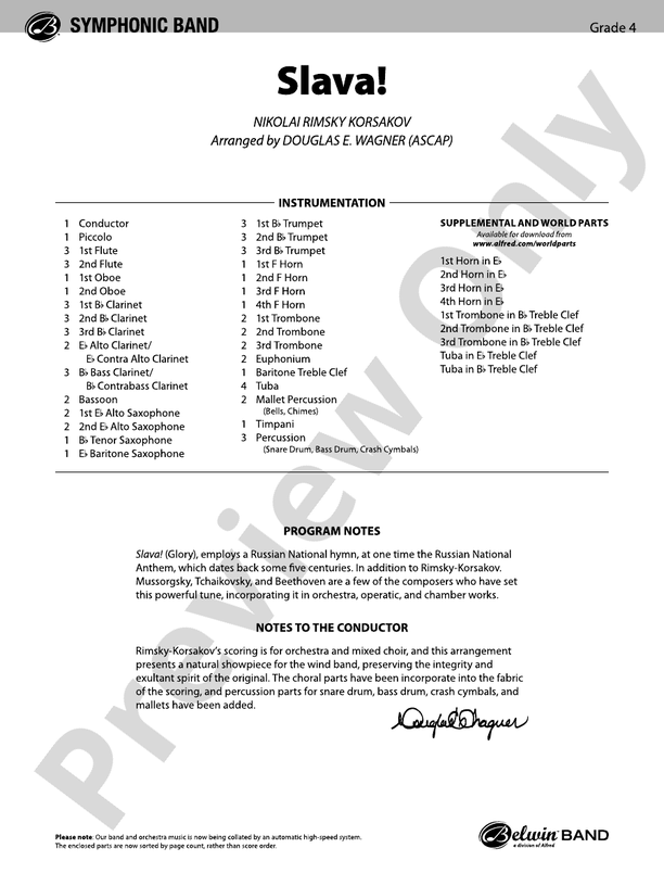 Slava - Concert Band Conductor Score & Parts (Digital Download)