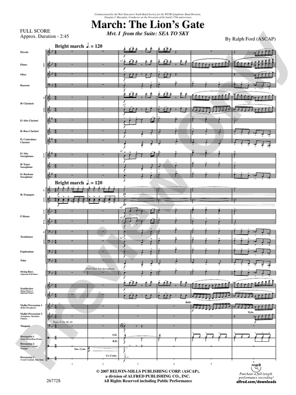 March: The Lion's Gate (Movement 1 from Sea to Sky) - Concert Band Conductor Score & Parts (Digital Download)