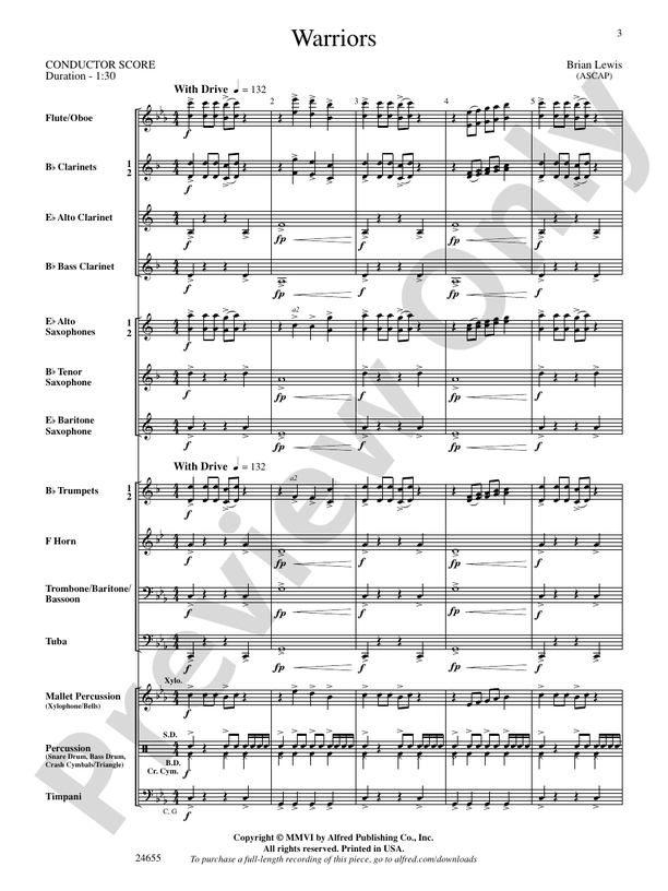 Warriors - Concert Band Conductor Score & Parts (Digital Download)