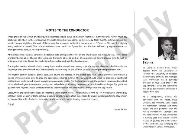 Shout, Stomp, and Swing! - Jazz Ensemble Conductor Score & Parts (Digital Download)