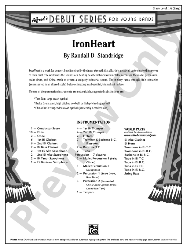 IronHeart - Concert Band Conductor Score & Parts (Digital Download)
