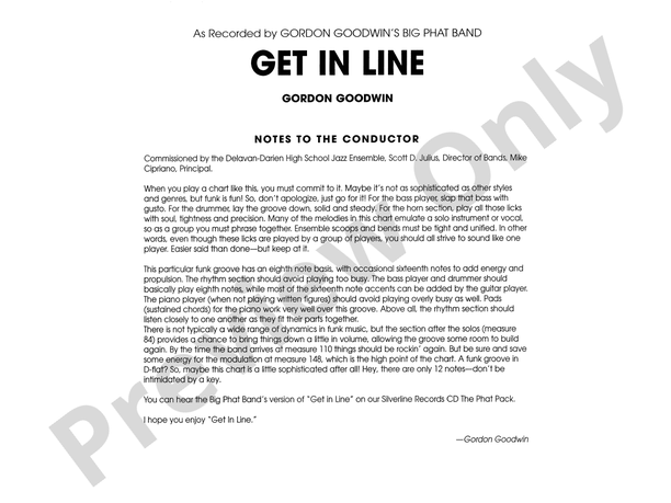 Get in Line - Jazz Ensemble Conductor Score & Parts (Digital Download)